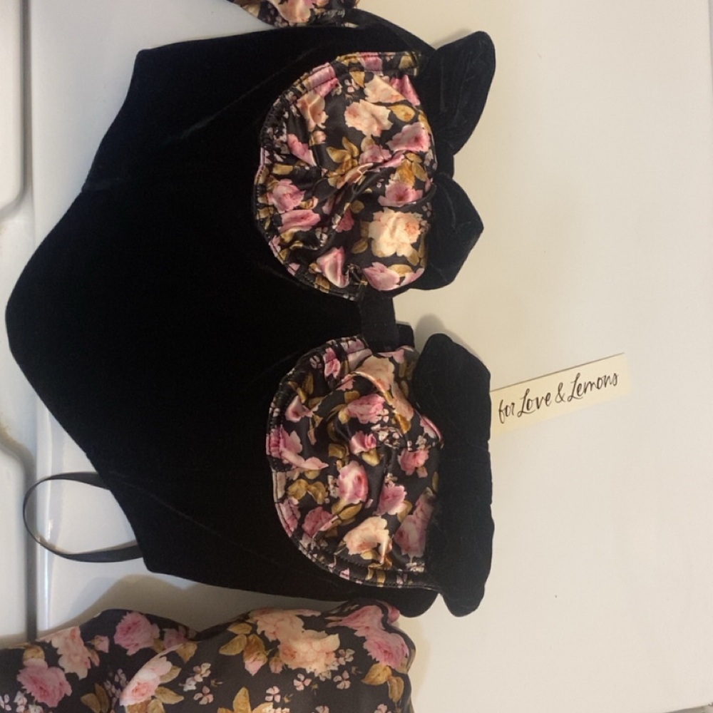 Black and Floral Bustier Top